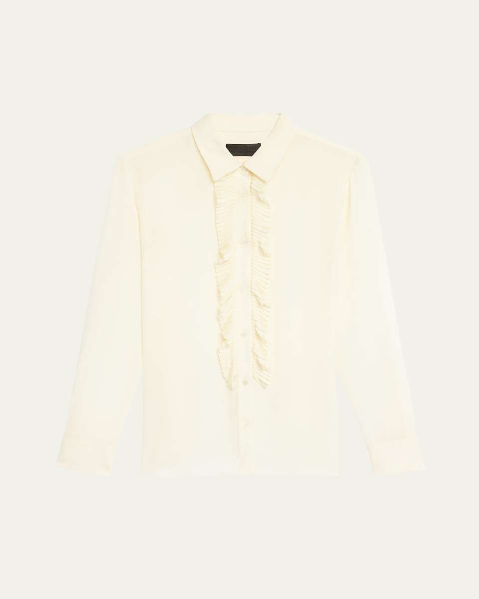 Danika Ruffle Button Down Silk Top
